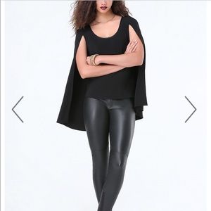 NWOT Black sleeveless crepe top, attached cape